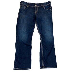 Silver Jeans Woman's Suki Capri Jeans W33 Dark Wash Cotton-Blend Casual